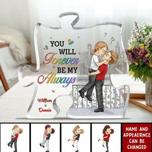 The Day I Met You I Found My Missing Piece - Couple Personalized Custom Puzzle Shaped Acrylic Plaque - Gift For Husband Wife, Anniversary, LGBTQ+