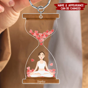 Hourglass - Gift For Yoga Lovers - Personalized Acrylic Keychain