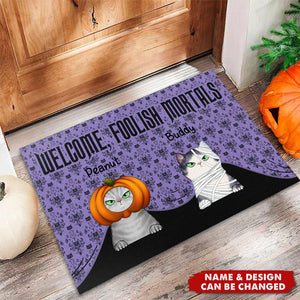 Welcome Foolish Mortals Cat - Personalized Doormat