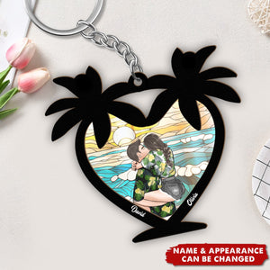 Beach Couple - Personalized Keychain