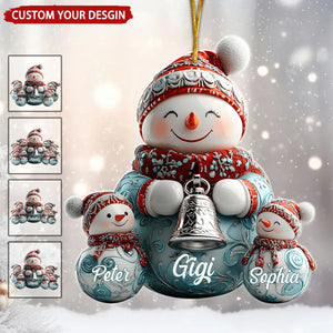 Gigi With Little Snowmen Personalized Acrylic Ornament