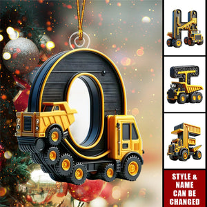 Construction Vehicles Letter - Personalized Acrylic Ornament