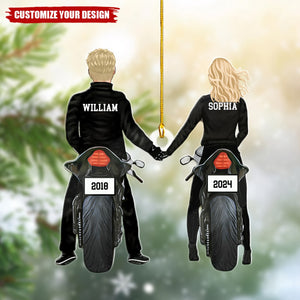 Personalized Ornament - Motorcycle Couple, Gift for Wife Husband