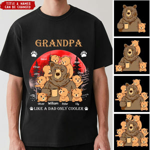 Personalized Grandpa Like A Dad Only Cool Bear Printed T-shirt