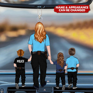 Police Officer Family - Personalized Acrylic Car Ornament - Gift For Mom Or Dad, Police Officer Gifts