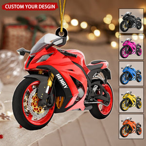 Sport Bike Motorcycle Personalized Christmas Ornament, Gift For Biker