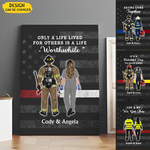 Save Lives Couple Friends - Personalized Poster Firefighter, EMS, Police Officer, Nurse