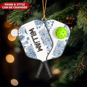 Pickleball With Paddles Rackets Ball Sport - Gifts For Player Team - Personalized Acrylic Ornament