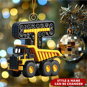 Construction Vehicles Letter - Personalized Acrylic Ornament