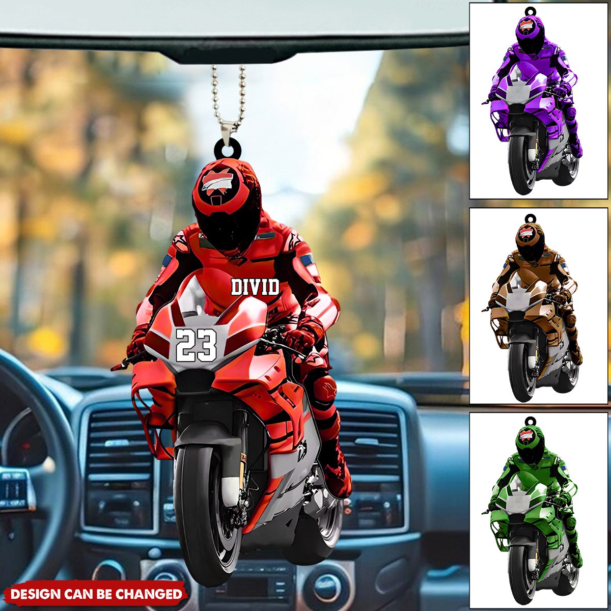 Personalized Motorcycle Car Ornament, Customized Flat Acrylic Car Ornament for Motorcycle Lovers