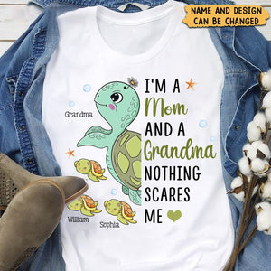 Nothing Scares Me Grandma Turtle Personalized T-Shirt