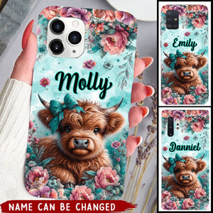 Baby Highland Cow Personalized Phone Case