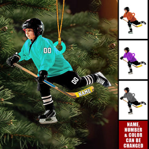 Personalized Hockey Christmas Ornament, Hockey Skates Helmet and Stick, Hockey Player Ornament, Gift for Hockey Lovers