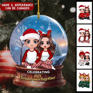 Celebrating Christmas Together, Couple Gift, Personalized Acrylic Ornament, Snowball Couple Ornament, Christmas Gift