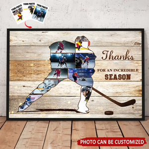 Custom Photo Hockey Player Collage Personalized Canvas, Ice Hockey Sport Gift