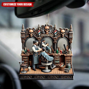 Barber Shop Ornament, Hair Salon Ornament - Personalized Car Ornament