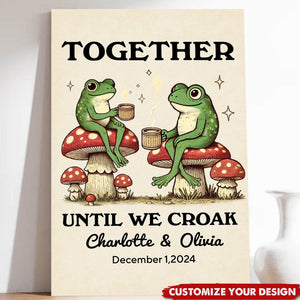 Together Until We Croak Frog Couple - Personalized Poster, Couple Vintage Anniversary Gift