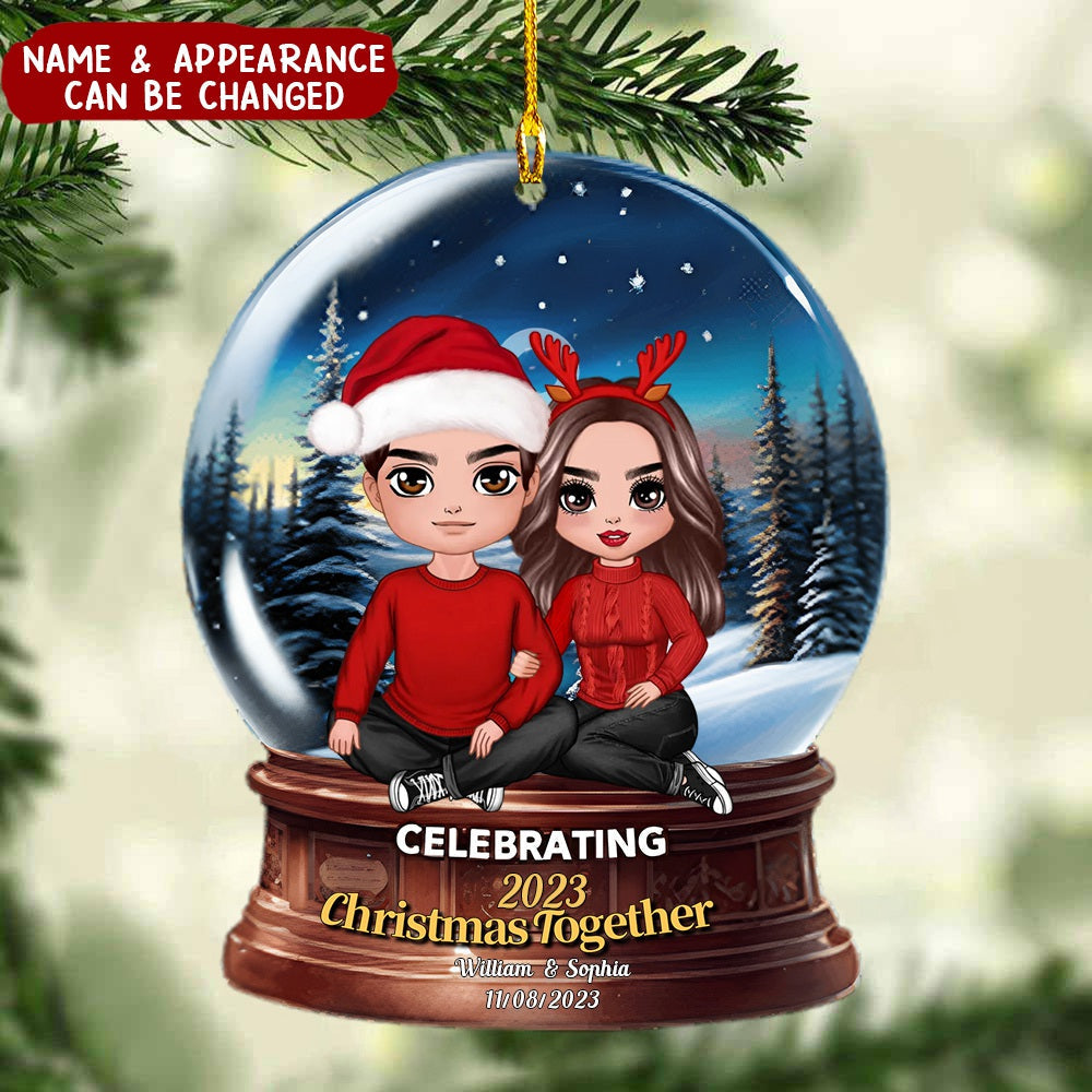 Celebrating Christmas Together, Couple Gift, Personalized Acrylic Ornament, Snowball Couple Ornament, Christmas Gift