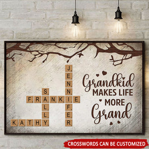 Grandkids Make Life More Grand Personalized Poster, Gift For Family Crossword Art