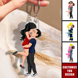 Hugging Together Couple - Couple Personalized Acrylic Keychain