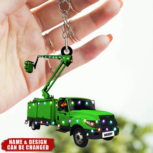 Lineman Bucket Truck - Personalized Custom Acrylic Keychain - Gift for Lineman