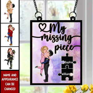 My Missing Piece Occupation Couple - Personalized Window Suncatcher Ornament, Valentine's Day Gift For Couple