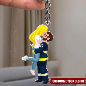 Hugging Together Couple - Couple Personalized Acrylic Keychain