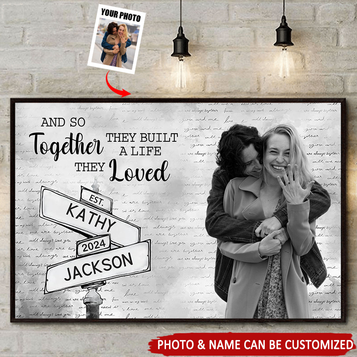 Custom Couple Photo My Favorite Place In All The World - Personalized Poster