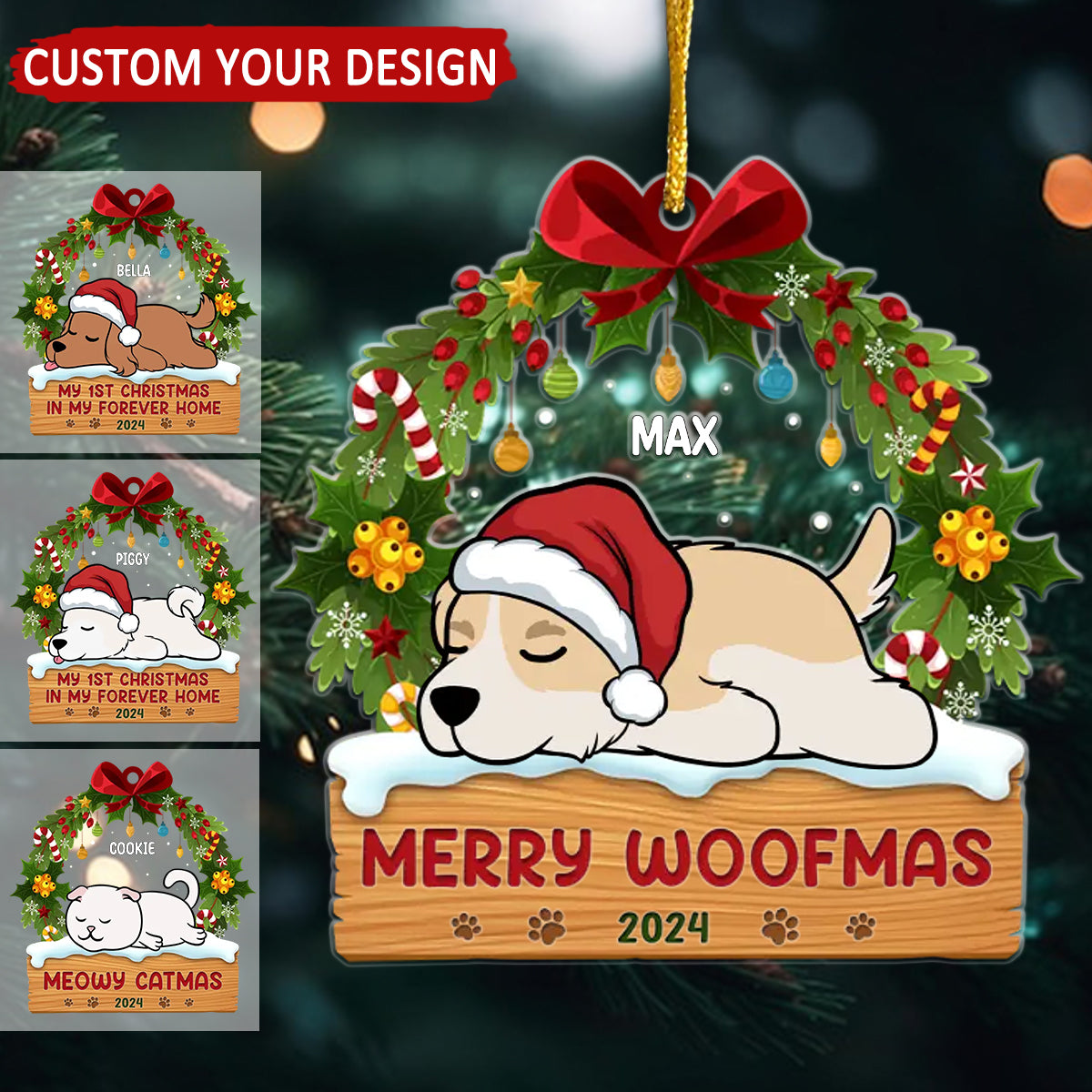 First Christmas, First Paws Under The Tree - Dog & Cat Personalized Ornament