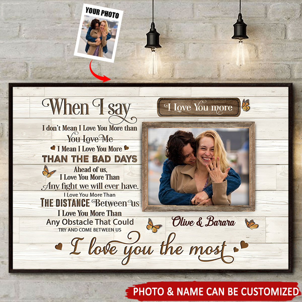 When I Say I Love You More Personalized Couple Canvas, Wedding Valentine's Day Gift