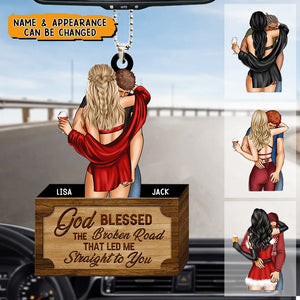 Romantic Couple Hugging Personalized Car Ornament