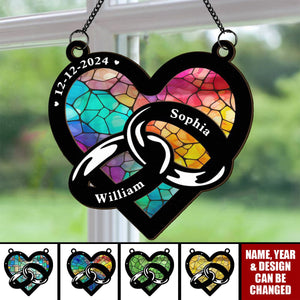 Wedding Couple Ring - Personalized Window Hanging Suncatcher Ornament