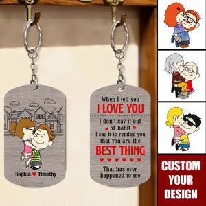 Adorable Cartoon Couple Personalized Stainless Steel Keychain