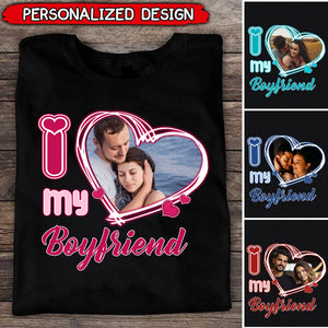 Custom Photo I Love Him/Her Valentine Dark Shirt