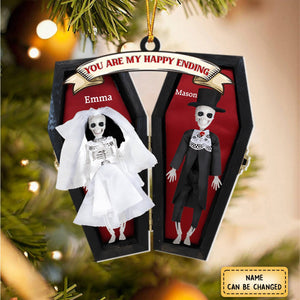 Skull Couple - Personalized Christmas Ornament, Gift For Couple