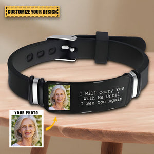 Custom Photo I'll Carry You - Memorial Gift For Family, Siblings, Friends, Dog Lovers, Cat Lovers - Personalized Engraved Bracelet