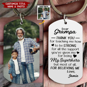 Thank You For Teaching Me How To Be Strong -  Personalized Photo Stainless Steel Keychain