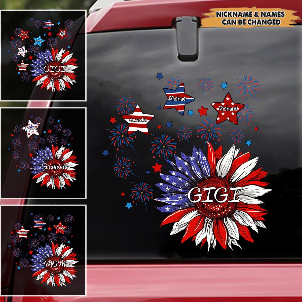 Sunflower 4th Of July Personalized Decor Decal