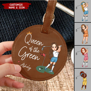 Queen Of The Green - Personalized Leather Golf Bag Tag