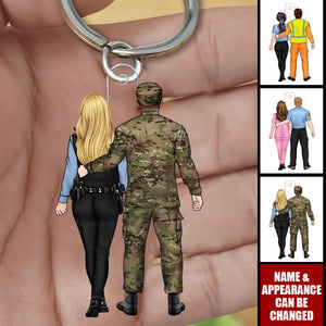 Firefighter EMS Nurse Police Officer Military Couple - Personalized Acrylic Keychain