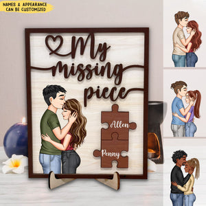 My Missing Piece - Personalized Wooden Plaque, Valentine's Day Gift For Couple