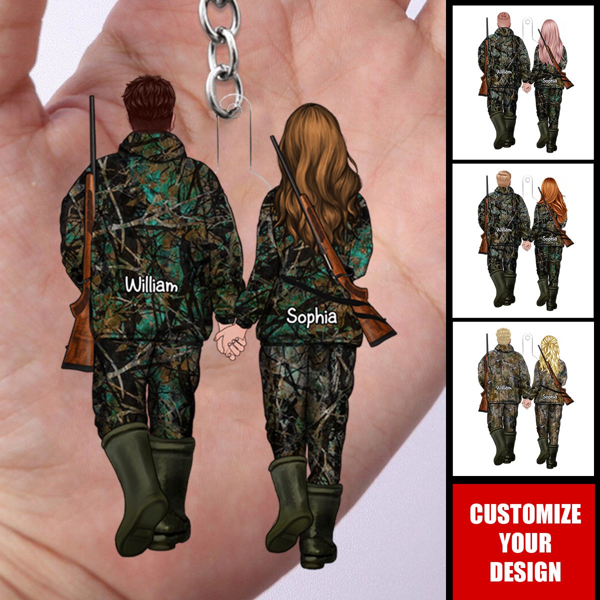 Hunting Couple - Personalized Couples Keychain