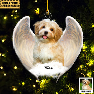 Custom Photo Pet Within Angel Wings Memorial Acrylic Ornament