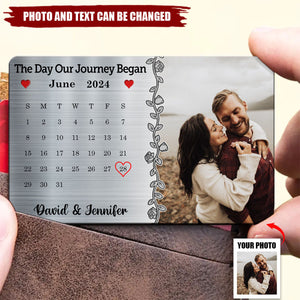 Custom Photo The Day Our Journey Began Couple - Personalized Stainless Steel Wallet Card