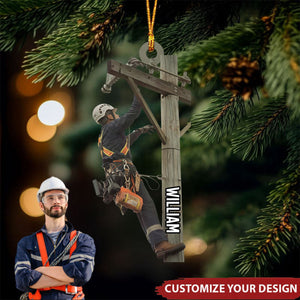 Custom Lineman Ornament Gift - Personalized Hanging Ornament