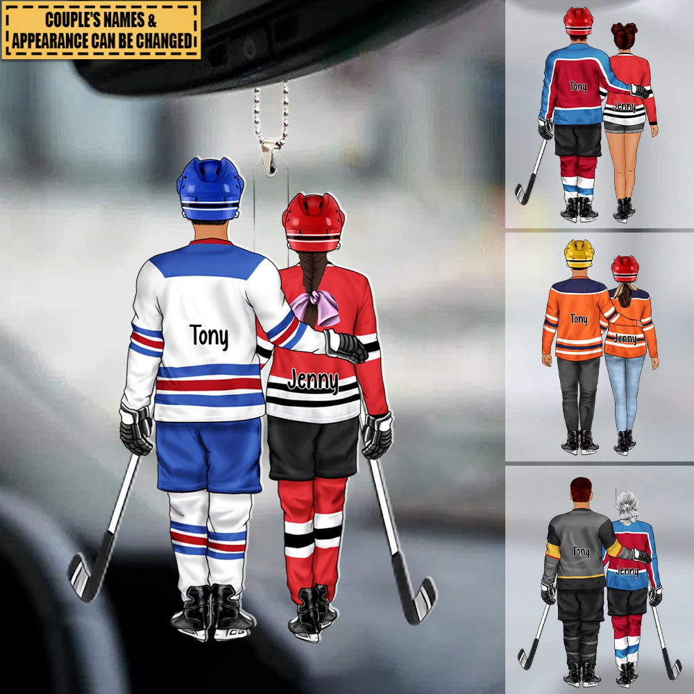 Ice Hockey Partners for Life - Personalized Gifts Custom Car Ornament for Couples, Ice Hockey Lovers