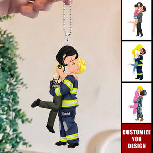 Hugging Together Couple - Couple Personalized Acrylic Keychain