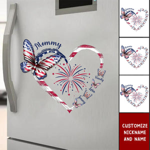 Butterfly Grandma Kid With Heart 4th July Personalized Decal