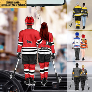 Ice Hockey Partners for Life - Personalized Gifts Custom Car Ornament for Couples, Ice Hockey Lovers