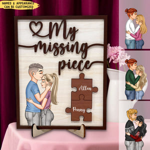 My Missing Piece - Personalized Wooden Plaque, Valentine's Day Gift For Couple